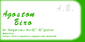 agoston biro business card